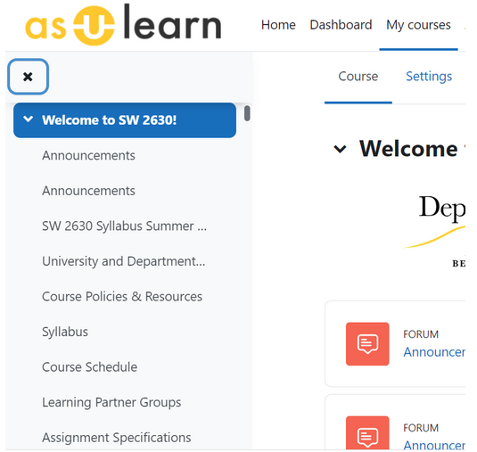course index in moodle 4.0