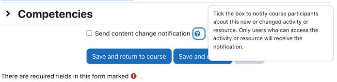 assignment interface showing change notification field