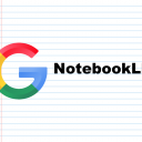 Google's primary color logo on notebook paper announcing access to the new AI software, Google's NotebookLM.