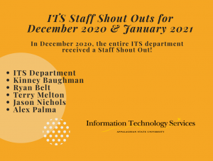 Dec 2020 Jan 2021 Staff Shout Outs