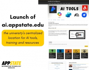 App State ITS announces the launch of ai.appstate.edu, the university’s centralized location for AI tools, training and resources.
